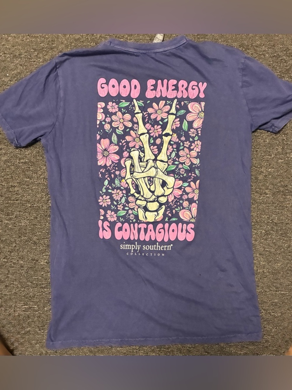 Simply Southern Purple Floral Skeleton Peace Sign Tee